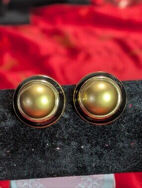 Ciner Gold-Tone Dome Button Earrings